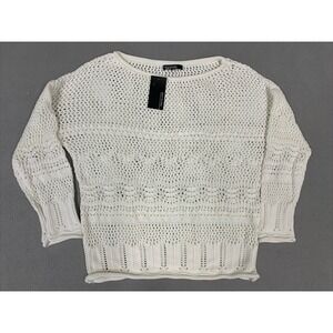 Free As A Bird Sweater Women's Size Small Crochet White  Shirt New With Tag